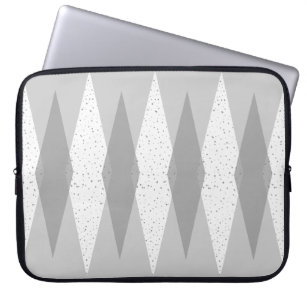 Mid Century Modern Grey Argyle Laptop Sleeve