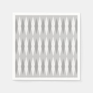 Mid Century Modern Grey Argyle Paper Napkins