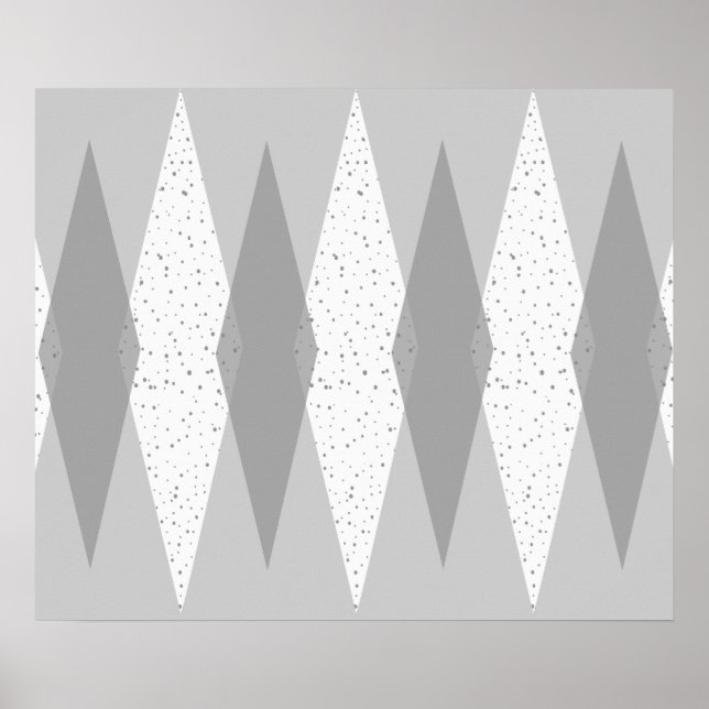 Mid Century Modern Grey Argyle Poster (Front)