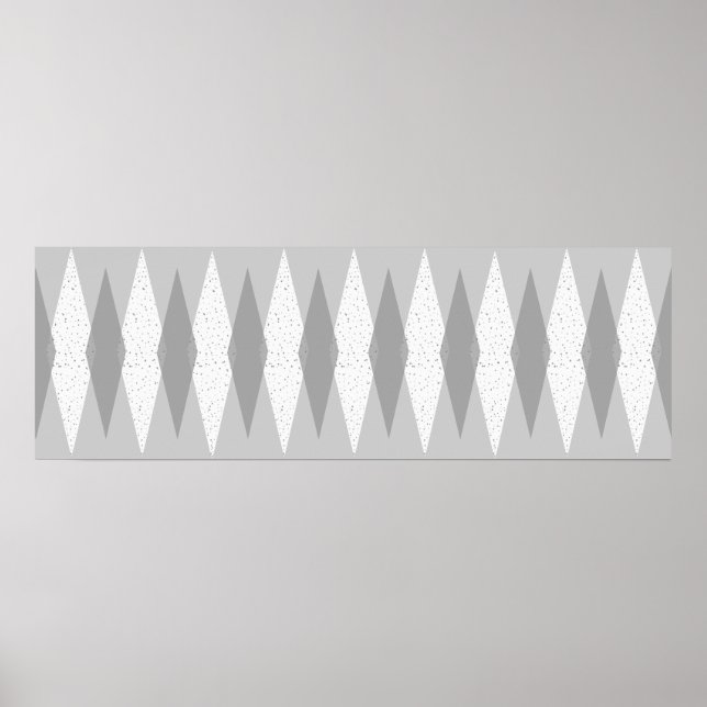 Mid Century Modern Grey Argyle Poster (Front)