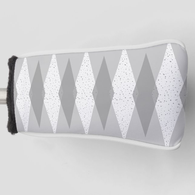Mid Century Modern Grey Argyle Putter Cover (Front)