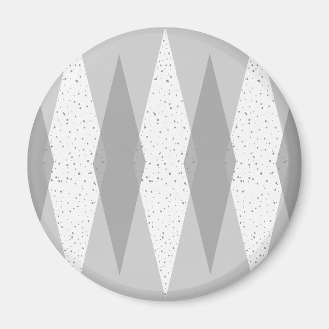 Mid Century Modern Grey Argyle Round Magnet (Front)