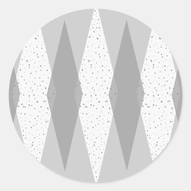 Mid Century Modern Grey Argyle Round Stickers (Front)
