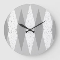 Mid Century Modern Grey Argyle Round Wall Clock