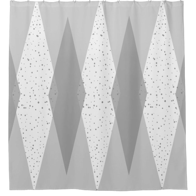 Mid Century Modern Grey Argyle Shower Curtain (Front)