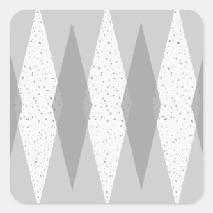 Mid Century Modern Grey Argyle Square Stickers