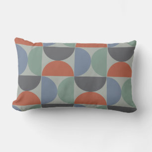 Mid-Century Modern Grey Blue Lemongrass and clay Lumbar Cushion