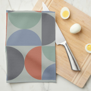 Mid-Century Modern  Grey Blue Lemongrass and clay  Tea Towel
