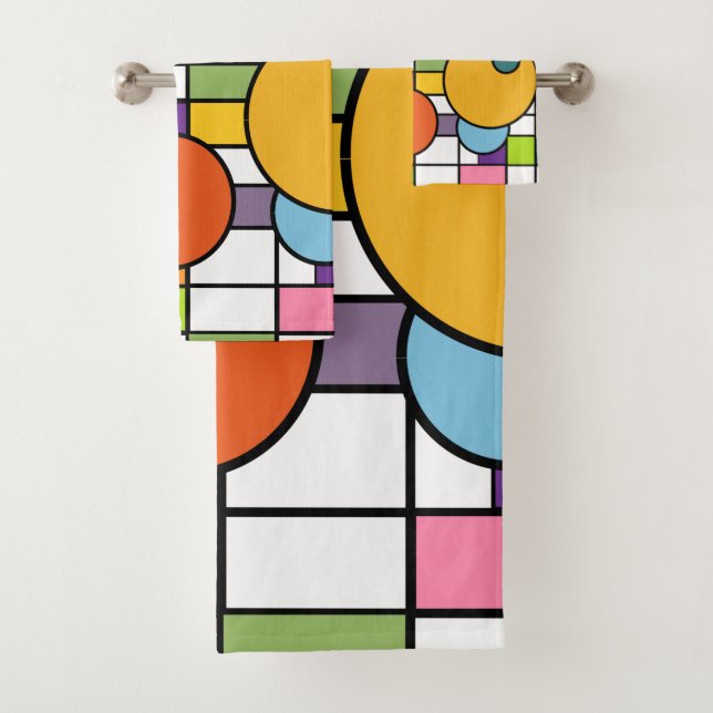 Mid-Century Modern Grid  Bath Towel Set (Insitu)