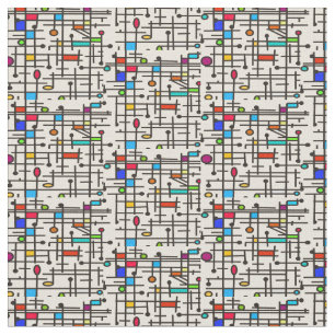 Mid-Century Modern Grid Pattern Fabric