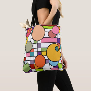 Mid-Century Modern Grid Tote Bag