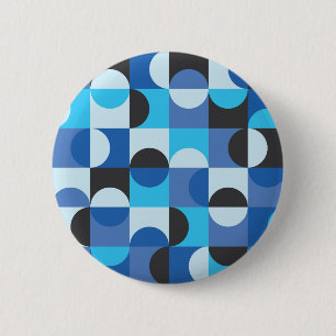 Mid Century Modern Half circles Blue Turqouise 6 Cm Round Badge