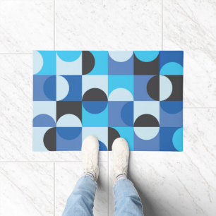 Mid Century Modern Half circles Blue Turqouise Doormat