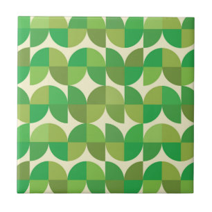 Mid Century Modern half circles pattern green  Ceramic Tile