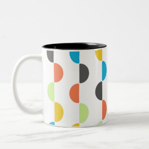 Mid-century Modern Half Circles Two-Tone Coffee Mug