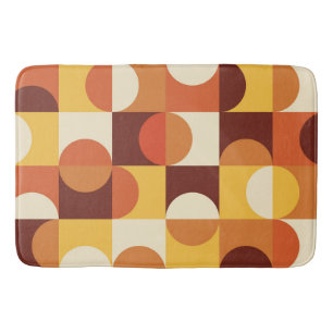 Mid Century Modern Half circles  yellow and orange Bath Mat