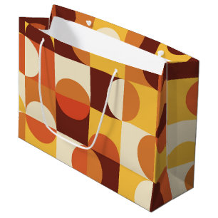 Mid Century Modern Half circles  yellow and orange Large Gift Bag