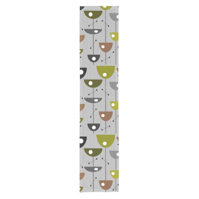 Mid-Century Modern Half Moon Flowers Short Table Runner (Front)