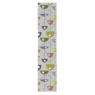 Mid-Century Modern Half Moon Flowers Short Table Runner