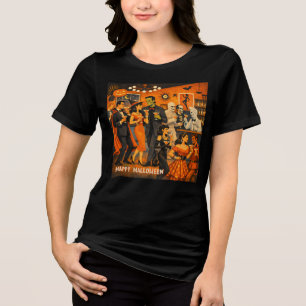 Mid Century Modern Halloween Martini Party Tri-Blend Shirt