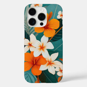 Mid-Century Modern Hawaiian Hibiscus and Plumeria iPhone 16 Pro Case
