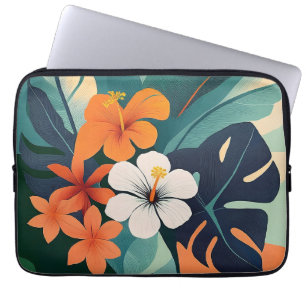 Mid-Century Modern Hawaiian Hibiscus Wetsuit Laptop Sleeve