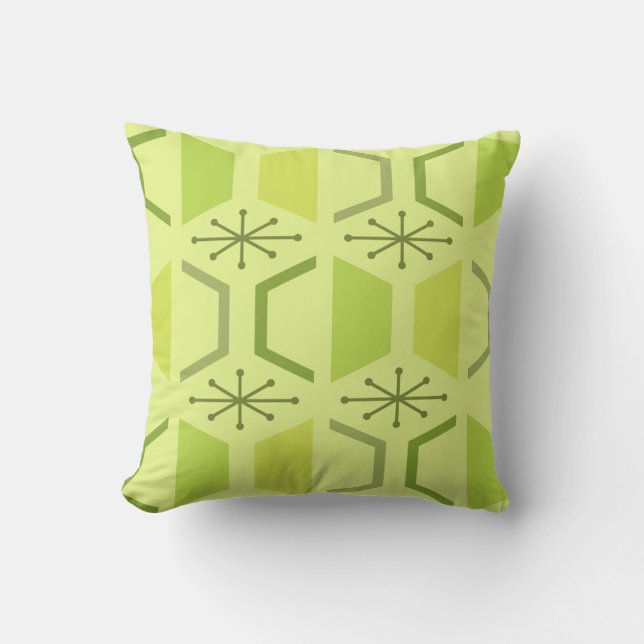 Mid Century Modern Hexagons Chartreuse Cushion (Front)
