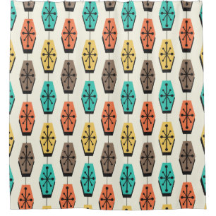 Mid Century Modern Hexagons Colourful Shower Curtain