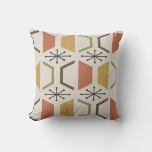 Mid Century Modern Hexagons Multicolored Cushion
