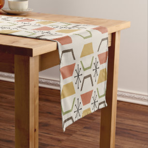 Mid Century Modern Hexagons Multicolored Short Table Runner