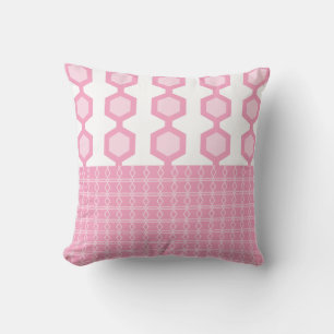Mid Century Modern Hexagons Pastel Pink Cushion