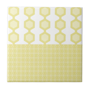 Mid Century Modern Hexagons Pastel Yellow Ceramic Tile