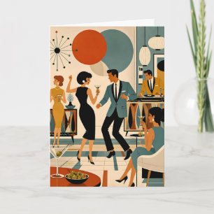 Mid Century Modern Hip Martini Dance Party Card
