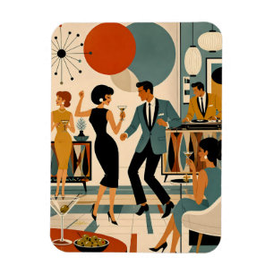 Mid Century Modern Hip Martini Dance Party Magnet