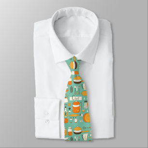 Mid-Century Modern Hipster Chef Utensils Tie