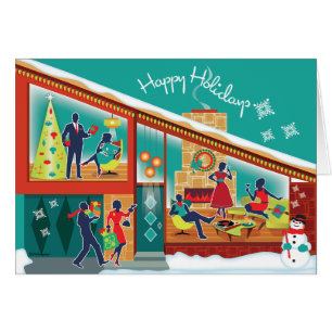 Mid Century Modern House Christmas Card