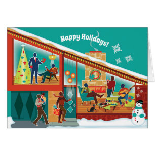Mid Century Modern House Christmas Card - Gay Men 