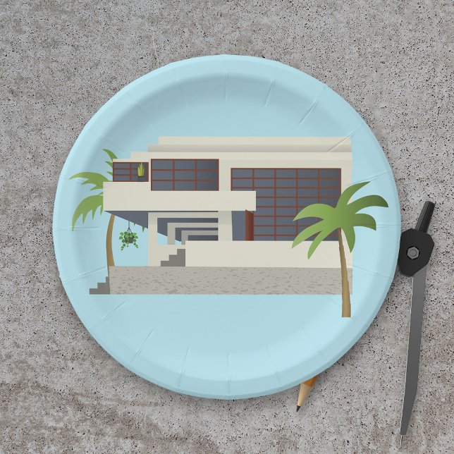Mid Century Modern House Paper Plate (Creator Uploaded)