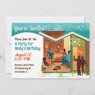 Mid-Century Modern House Party Invitation