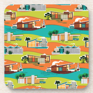 Mid Century Modern Houses Coasters Stone