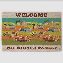 Mid-Century Modern Houses Welcome Mat - Custom