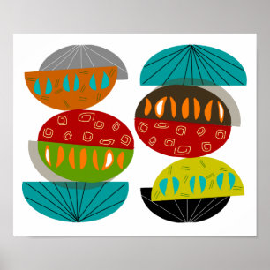 Mid-Century Modern Inspired Art Poster Half Moons
