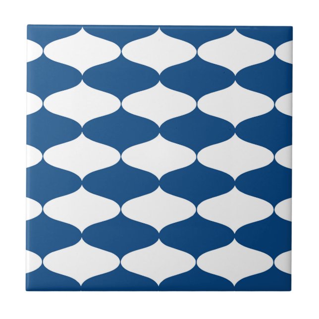 Mid Century Modern Interlocking Ogee Pattern Ceramic Tile (Front)