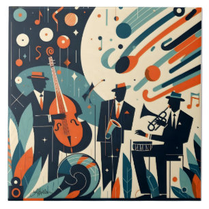 Mid Century Modern Jazz Age Trio Ceramic Tile
