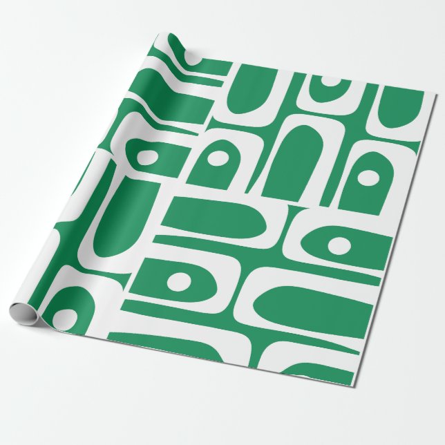 Mid Century Modern Kelly Green Piquet Pattern  Wrapping Paper (Unrolled)