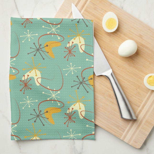 Mid-Century Modern Kitchen Towel – Retro Atomic  (Quarter Fold)