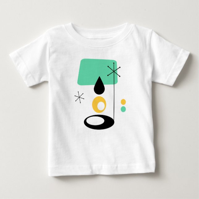 mid century modern lamp design blue gold baby T-Shirt (Front)