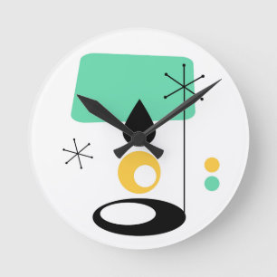 mid century modern lamp design blue gold round clock