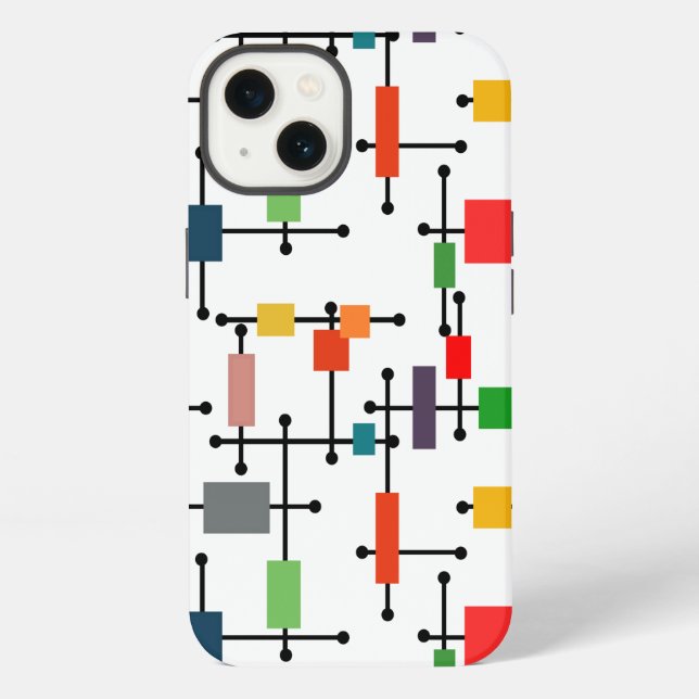 Mid-Century Modern Large Grid  iPhone Case (Back)