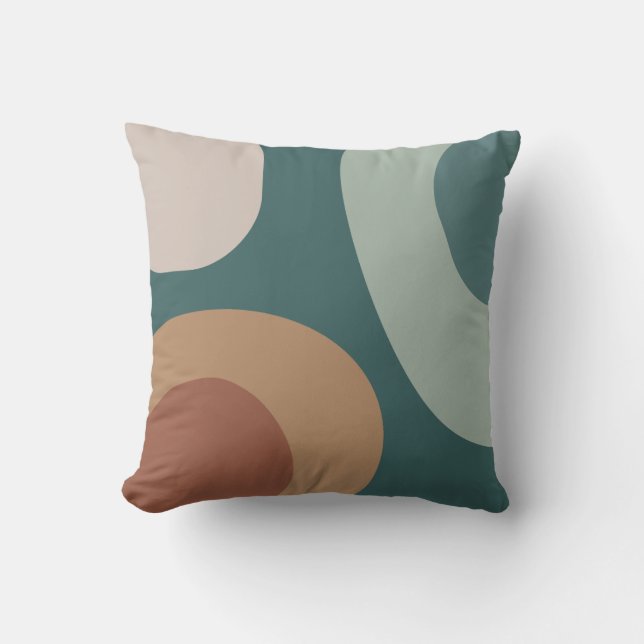 Mid Century Modern Large Shapes Multicolored Teal Cushion (Front)